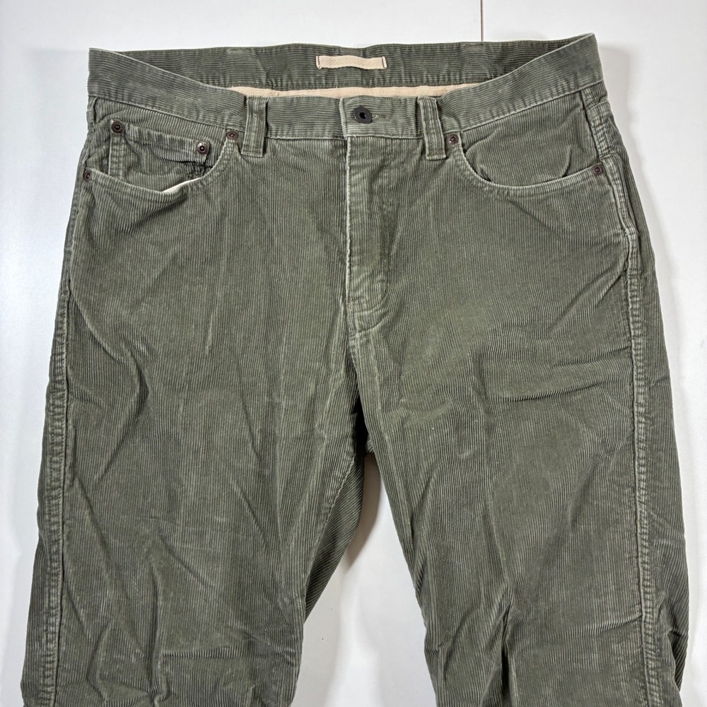 LL Bean Stretch Country Corduroy Pants 35x29 Olive Green Standard 5-Pocket